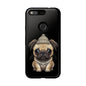 Pug Phone Case – Cute Pug Puppy Illustration on Black Tough Case