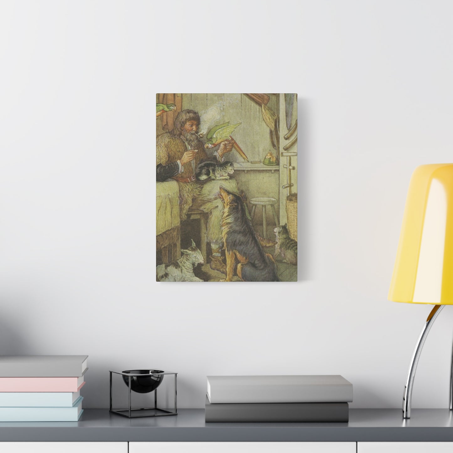 Vintage Cottage Animal Illustration Matte Canvas Print