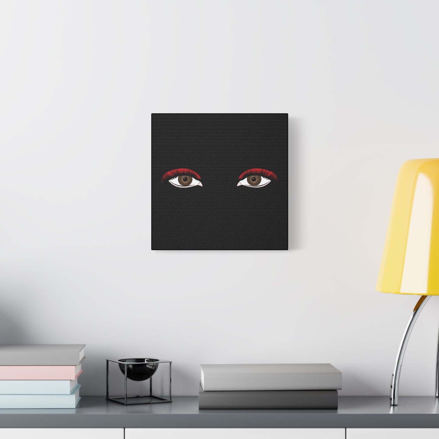 Red Lashes Wall Art Canvas — Glam Eyes Makeup Decor