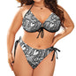 Plus Size Halter Tie Front Bikini Set