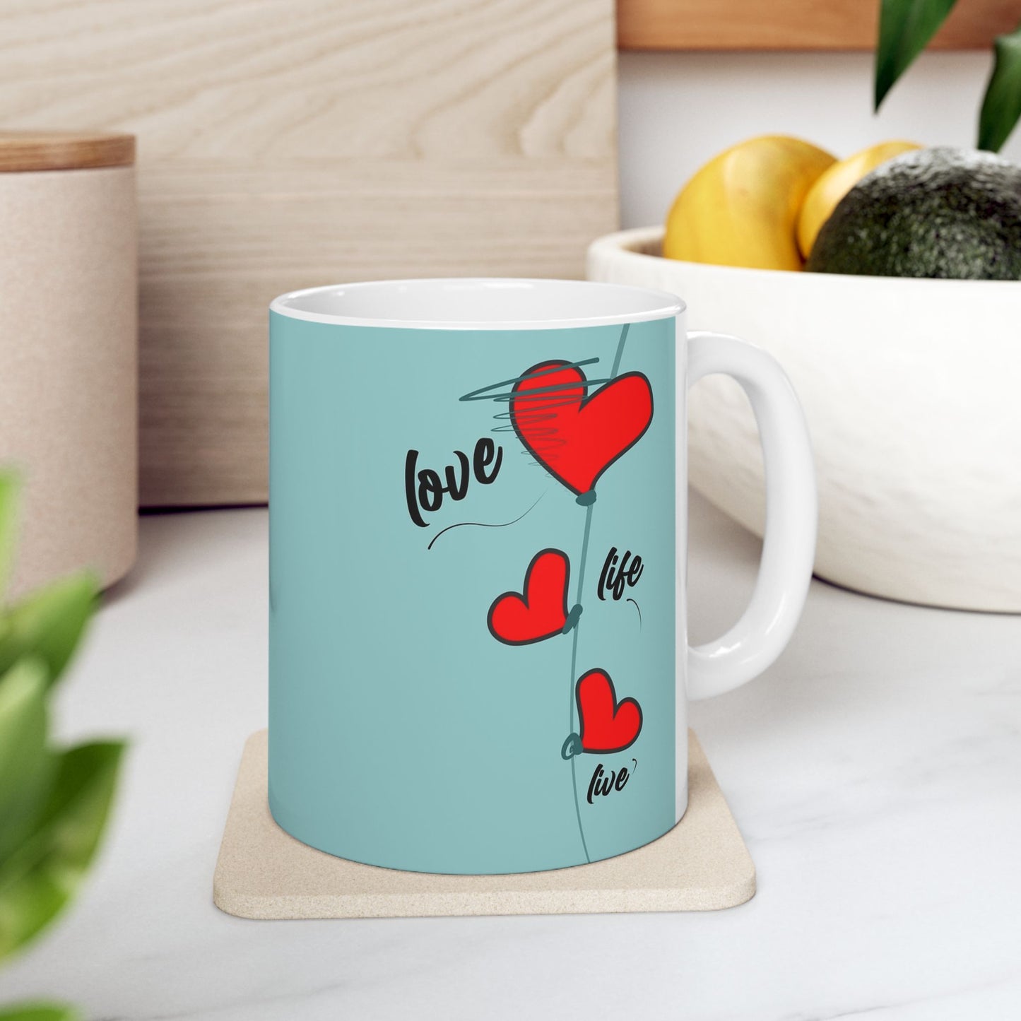 Love Every Moment Ceramic Mug (11oz, 15oz) – Heart Illustration Gift Mug