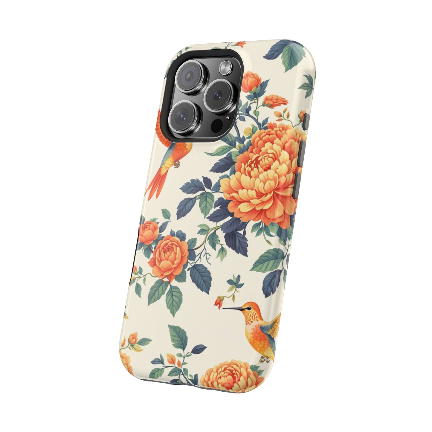 Floral Hummingbird Magnetic Phone Case — Impact-Resistant Protective Cover