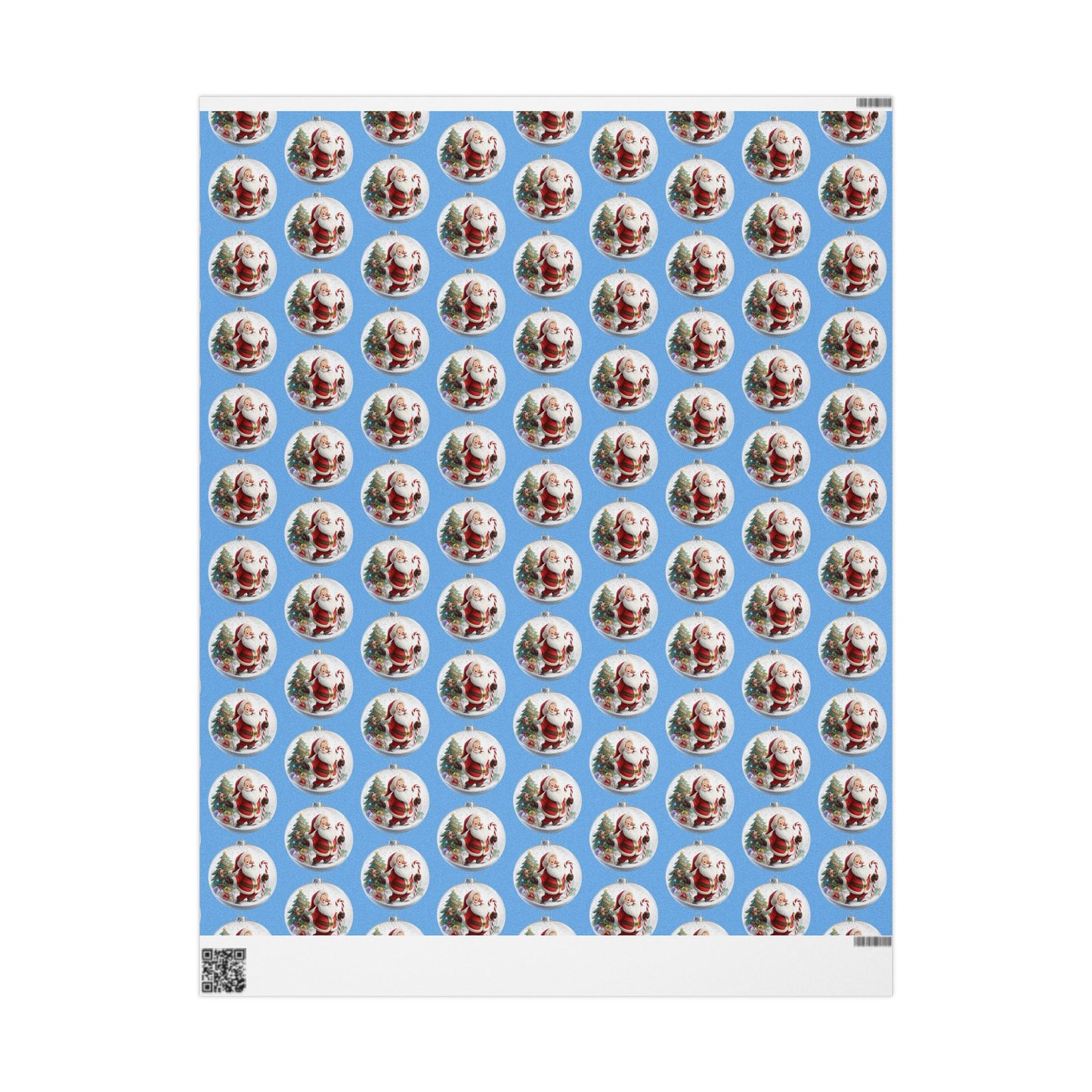 Santa Ornament Pattern Wrapping Paper – Blue Christmas Gift Wrap Roll