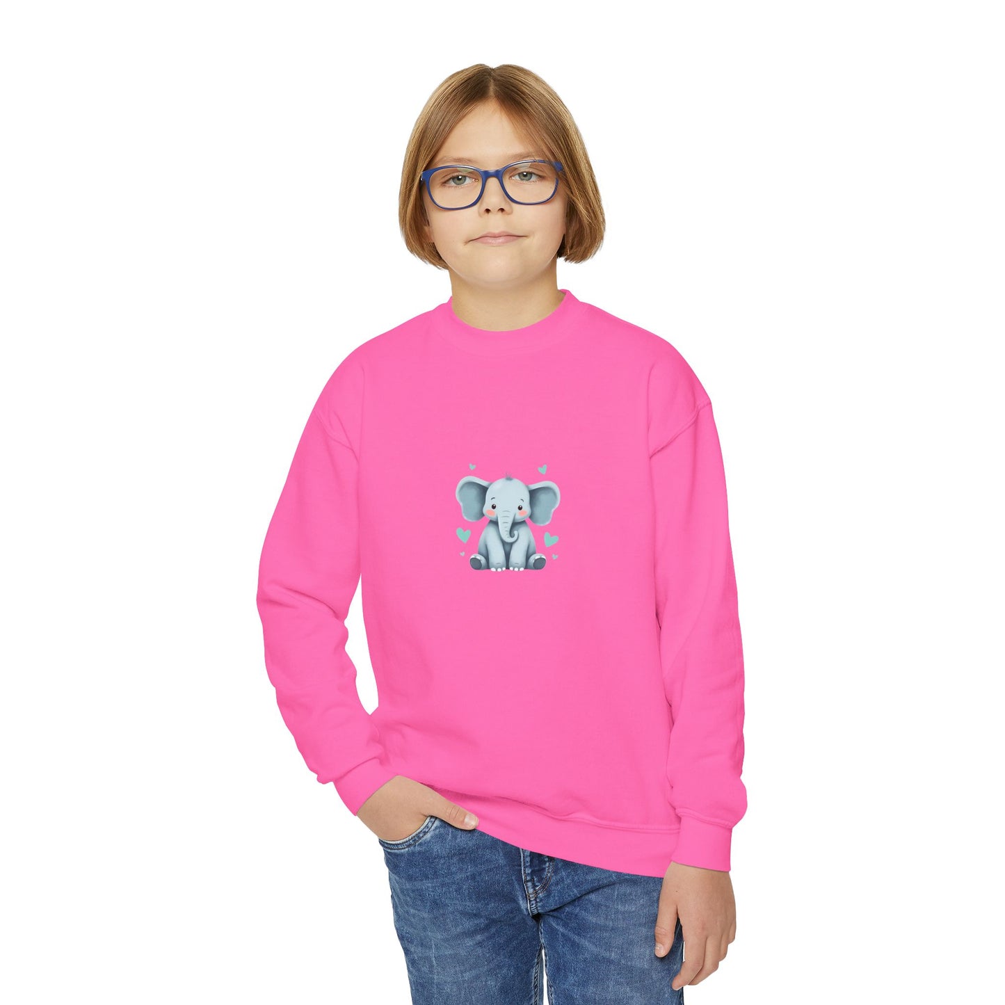 Adorable Elephant Youth Crewneck Sweatshirt