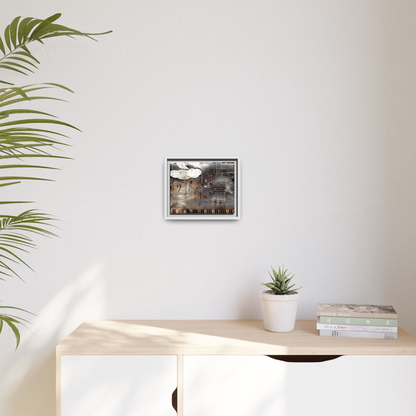 Framed Music Notes Canvas Print — Abstract Vintage Piano & Sheet Music Wall Art