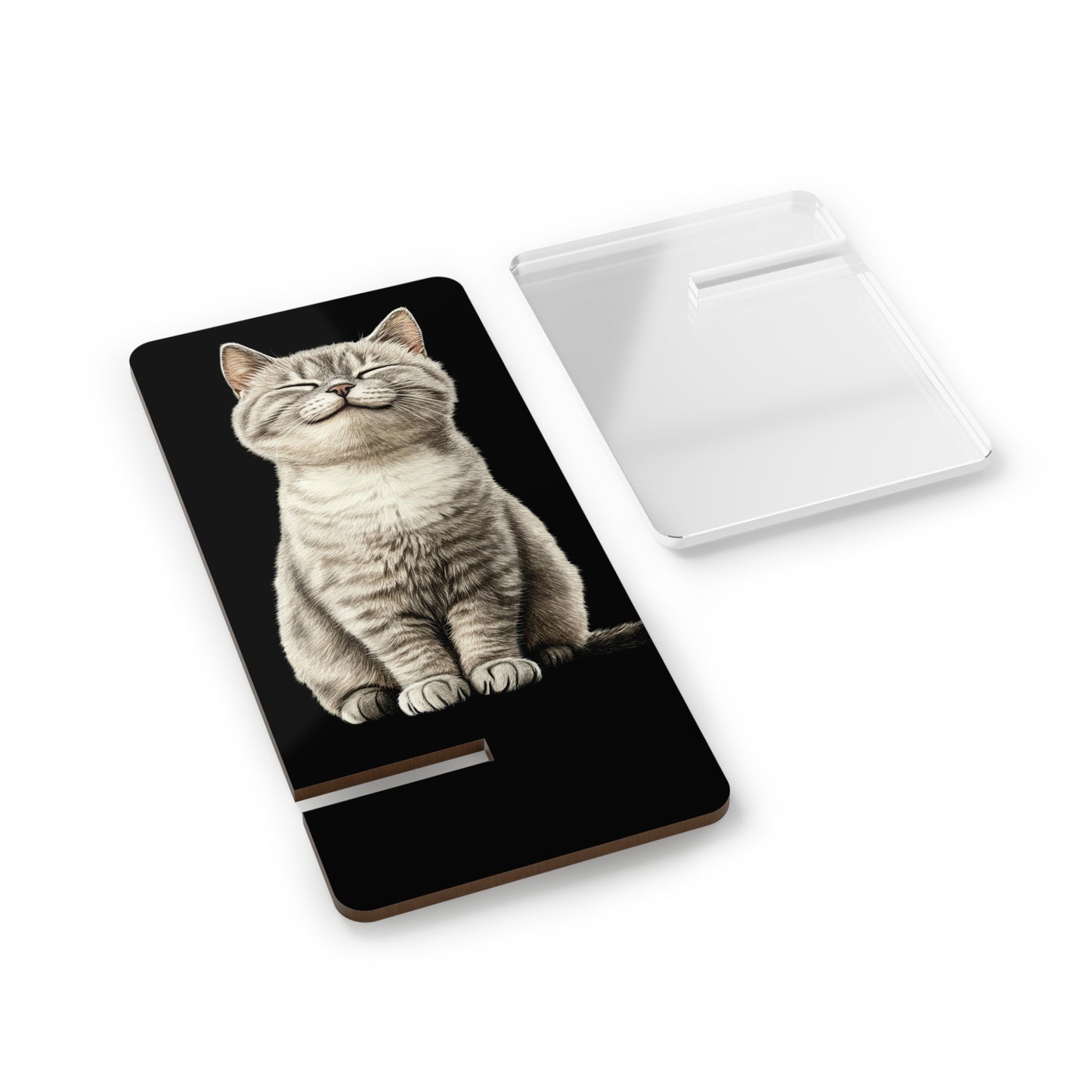 Cat Smiles Phone Stand — Cute Smartphone Display Stand with Smiling Kitten Design