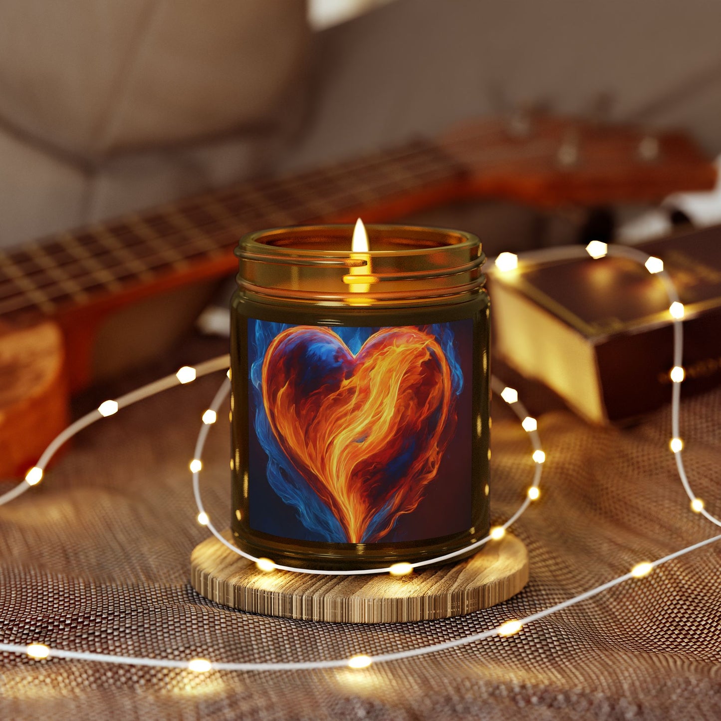 Coconut Apricot Scented Candle — Fiery Heart Jar (4oz/9oz)