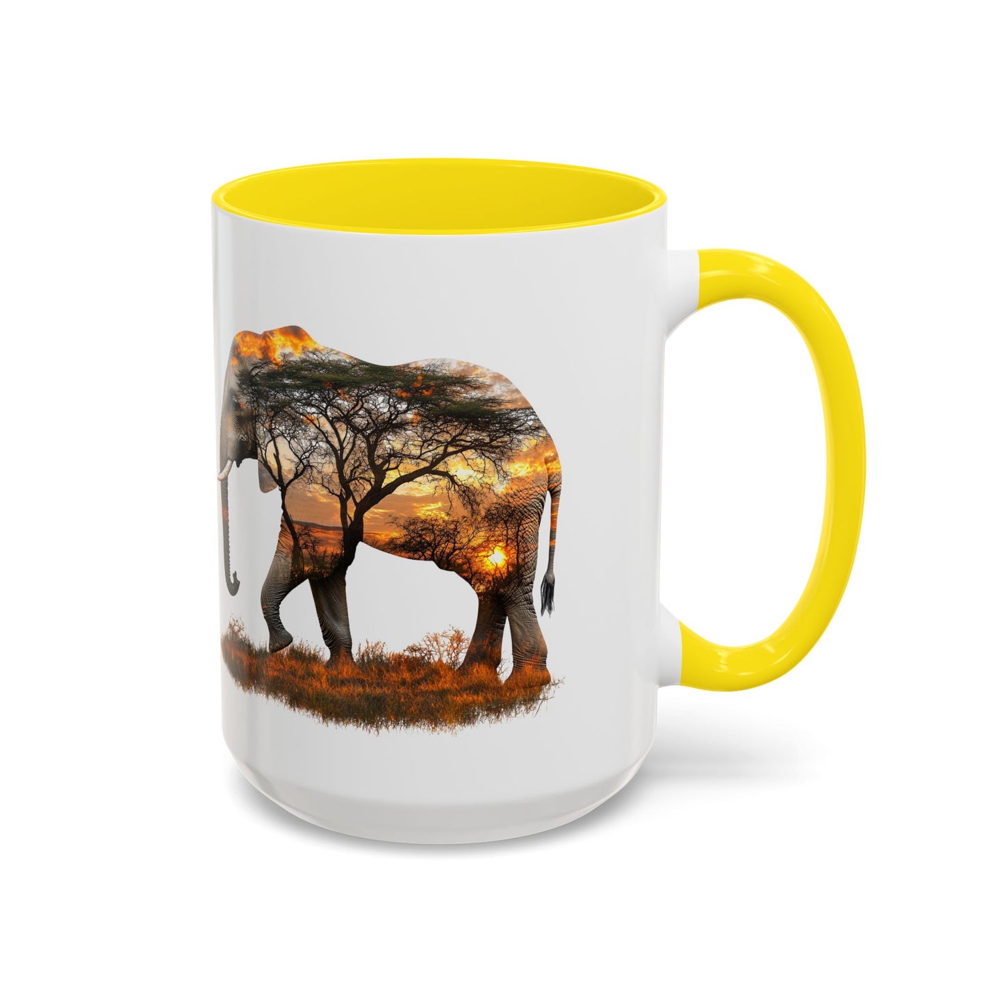 Elegant Elephant Accent Coffee Mug - Nature Lover Gift, Animal Lover Mug