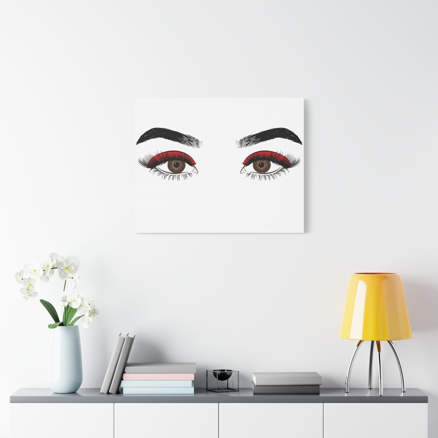 Red Lashes Wall Art Canvas — Glam Eyes Makeup Decor