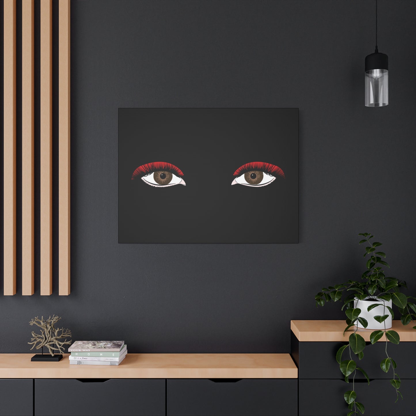 Red Lashes Wall Art Canvas — Glam Eyes Makeup Decor