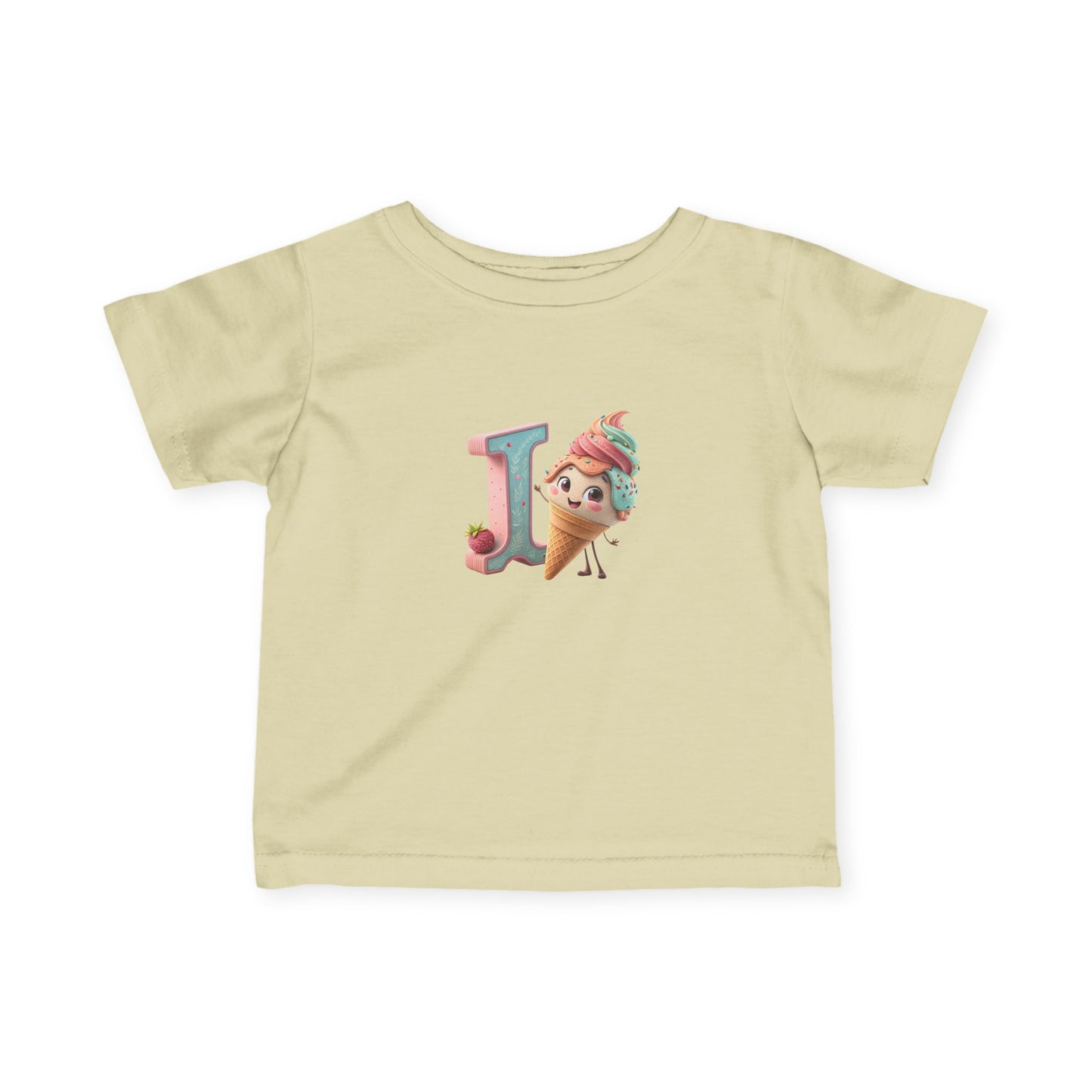 Cute Ice Cream Initial Infant Tee, Baby Shirt, Toddler Clothing, Summer Outfit, Personalized Gift, Kids Apparel