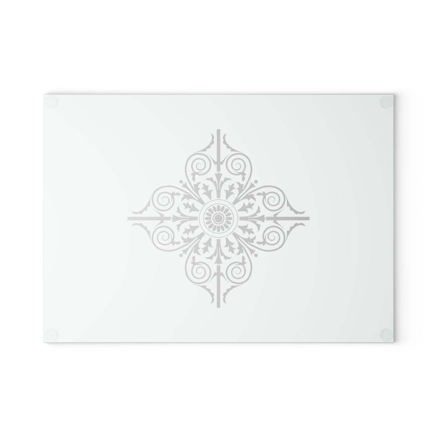 Mint Floral Medallion Glass Cutting Board — Decorative Kitchen Prep Board