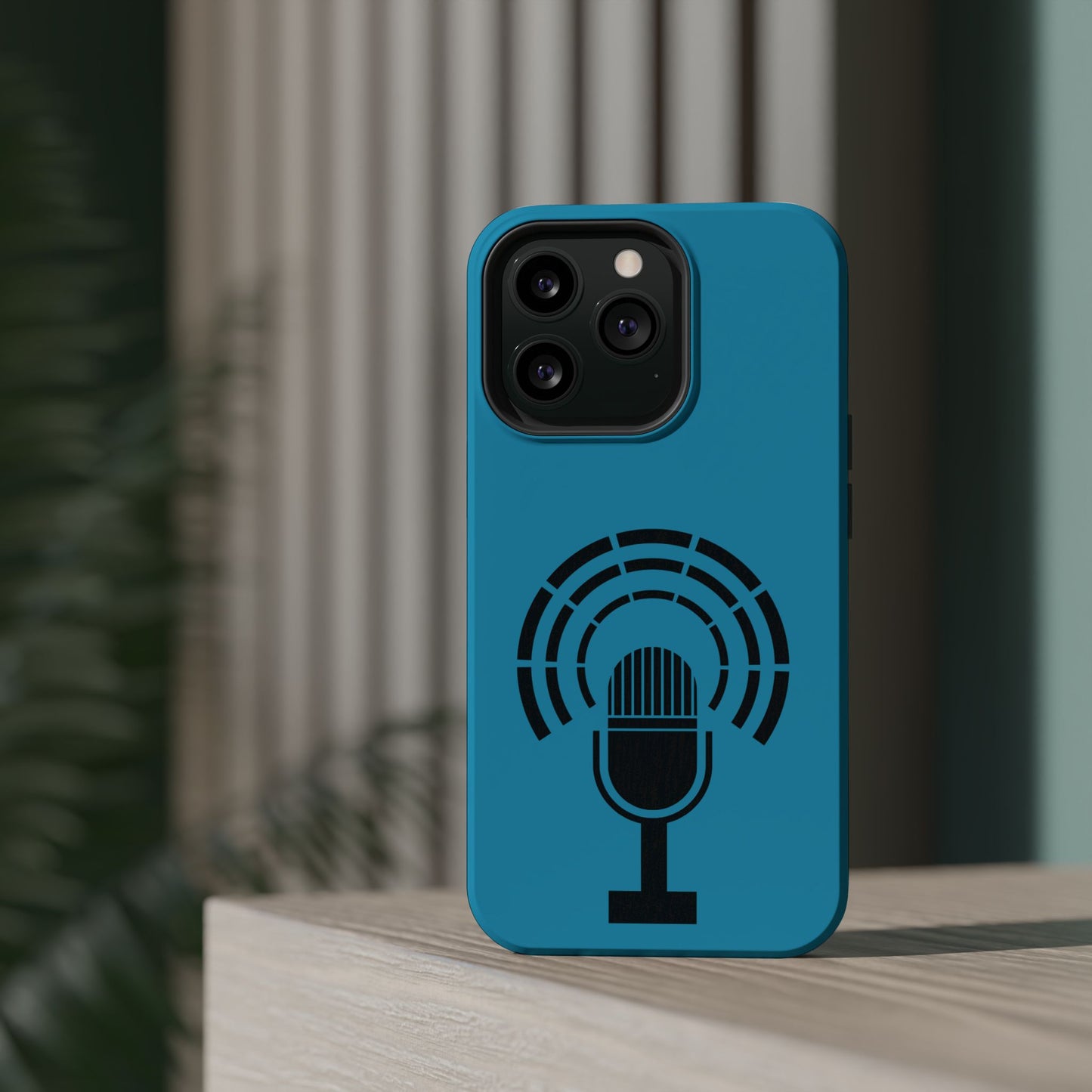 Phone Case — Retro Microphone Podcast Design, Magnetic Impact-Resistant