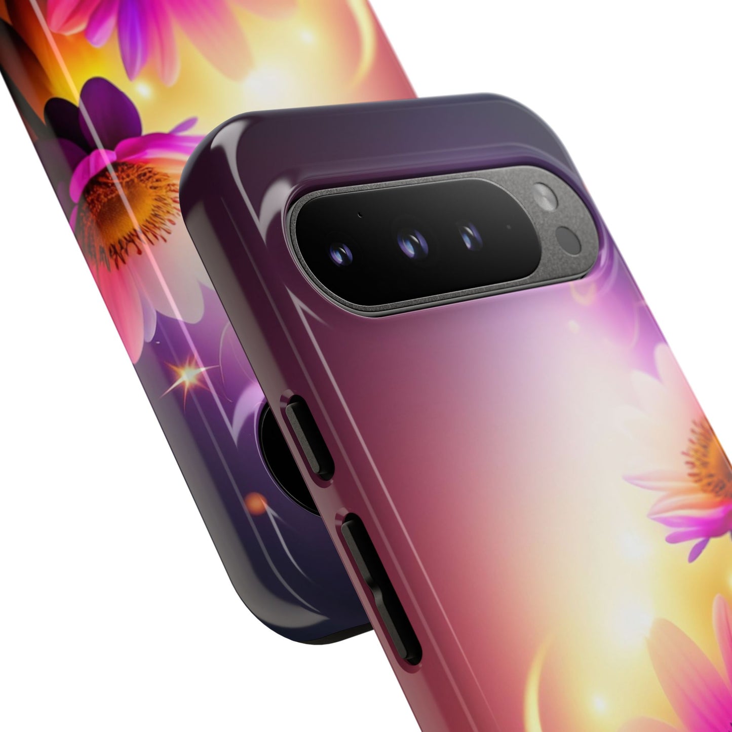 Floral Moonlight Phone Case – Purple Daisy Protective Cover