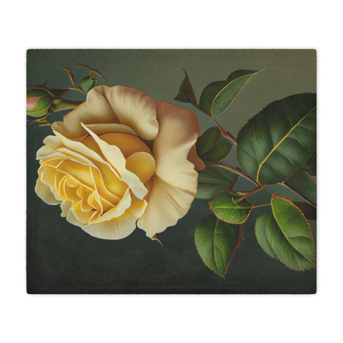 Yellow Rose Minky Blanket — Vintage Botanical Throw for Bedroom & Living Room