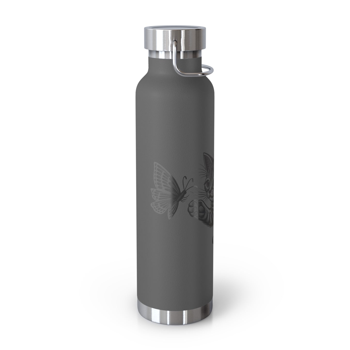 Cat and Butterfly Insulated Water Bottle -  22oz insulated bottle