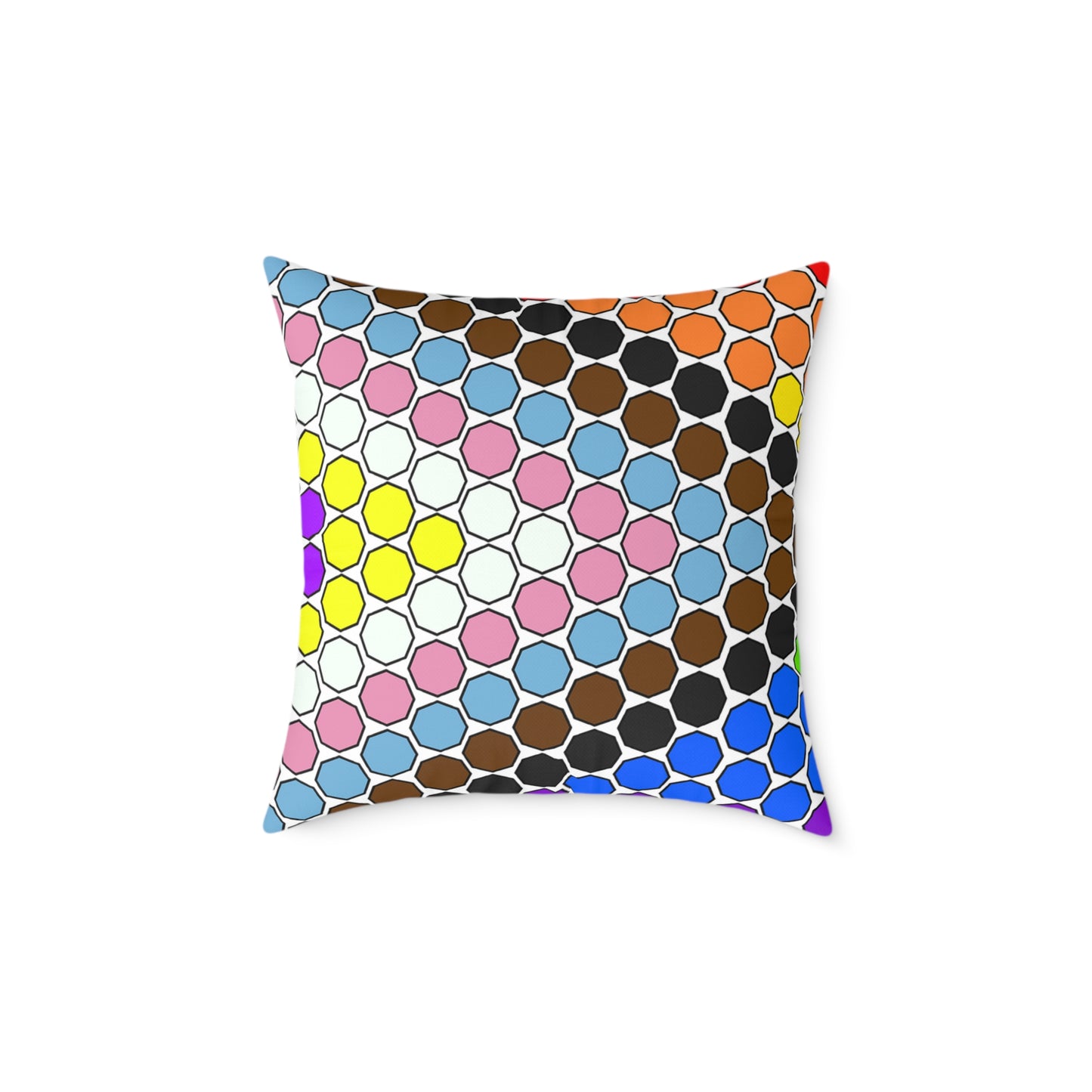 Geometric Mosaic Square Pillow — Colorful Hexagon Pattern Throw Cushion