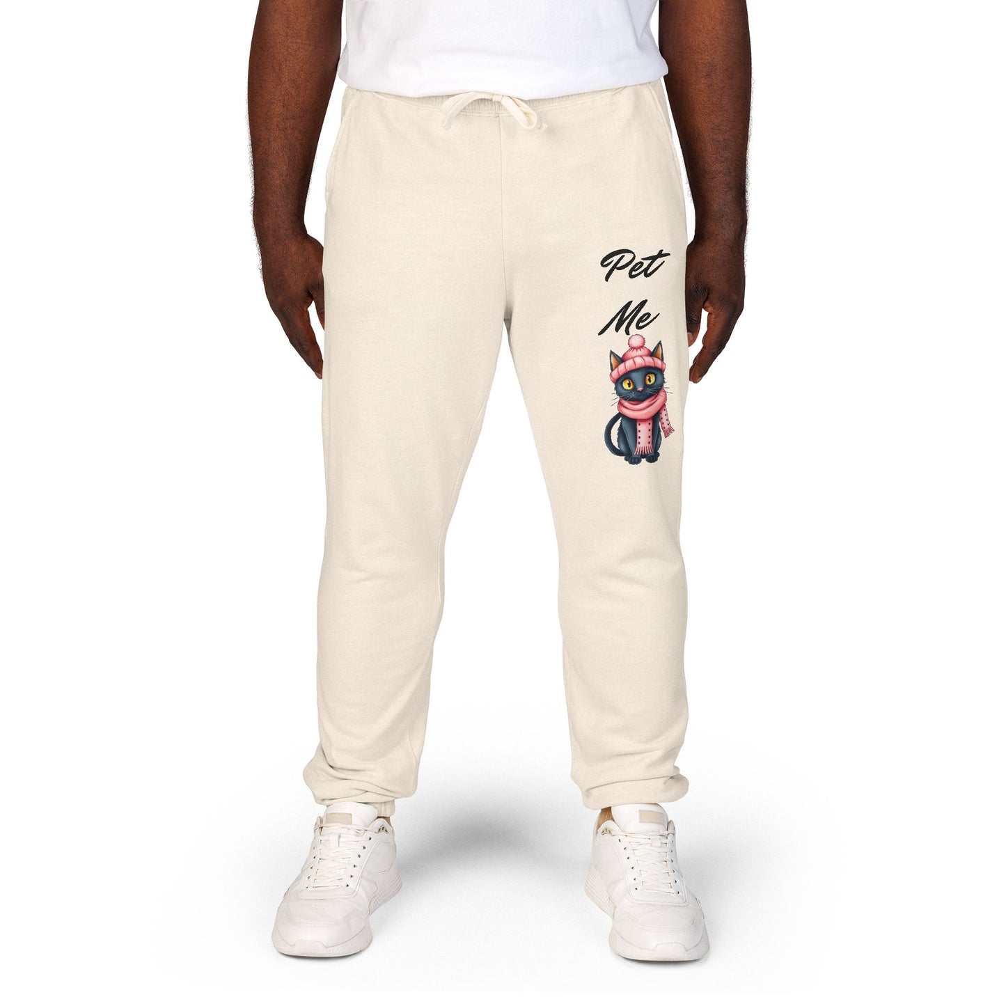 Sweatpants — Colorful Cosmic Cat Graphic "Pet Me" Joggers