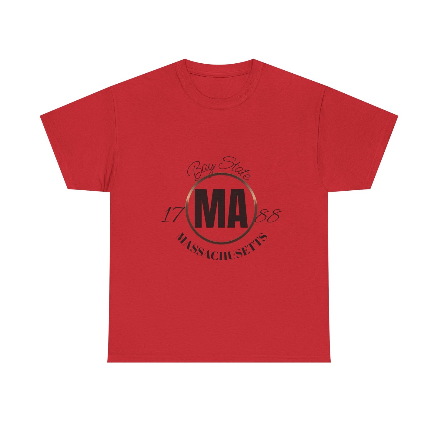 Unisex Heavy Cotton Tee with Massachusetts Design, Casual Wear, Gift for Him/Her, Travel Souvenir, Vintage Style