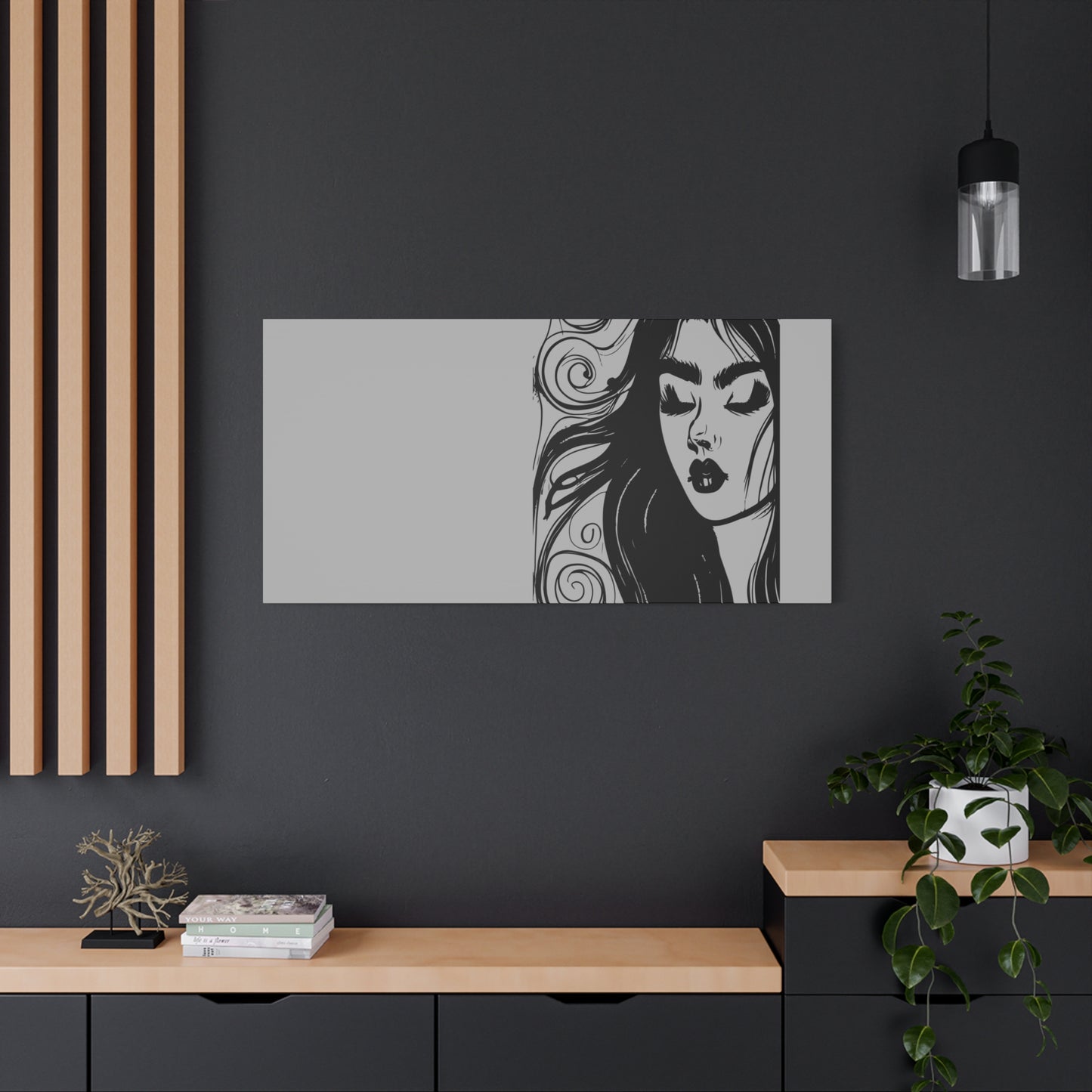 Gothic Woman Portrait Canvas Art — Matte Stretched Wall Decor