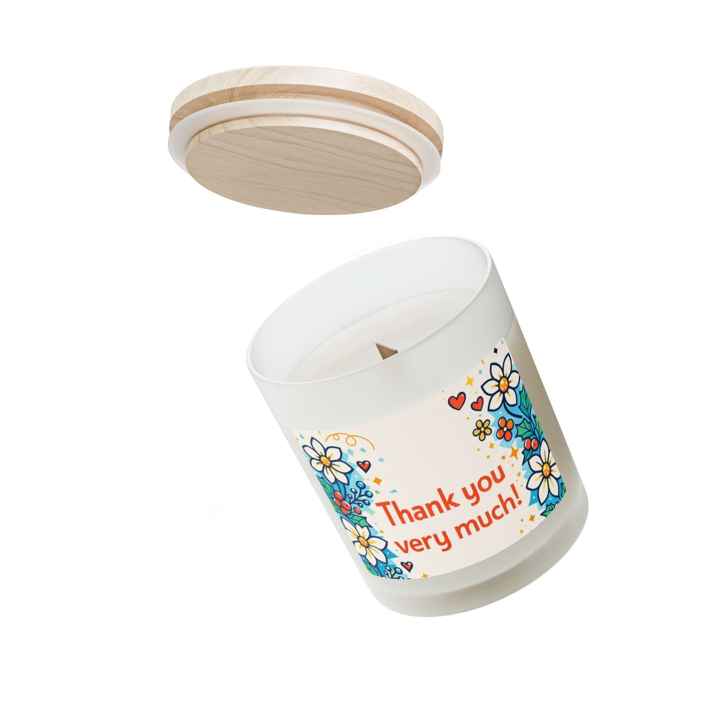 Thank You Very Much Frosted Glass Candle — Floral Appreciation 11oz