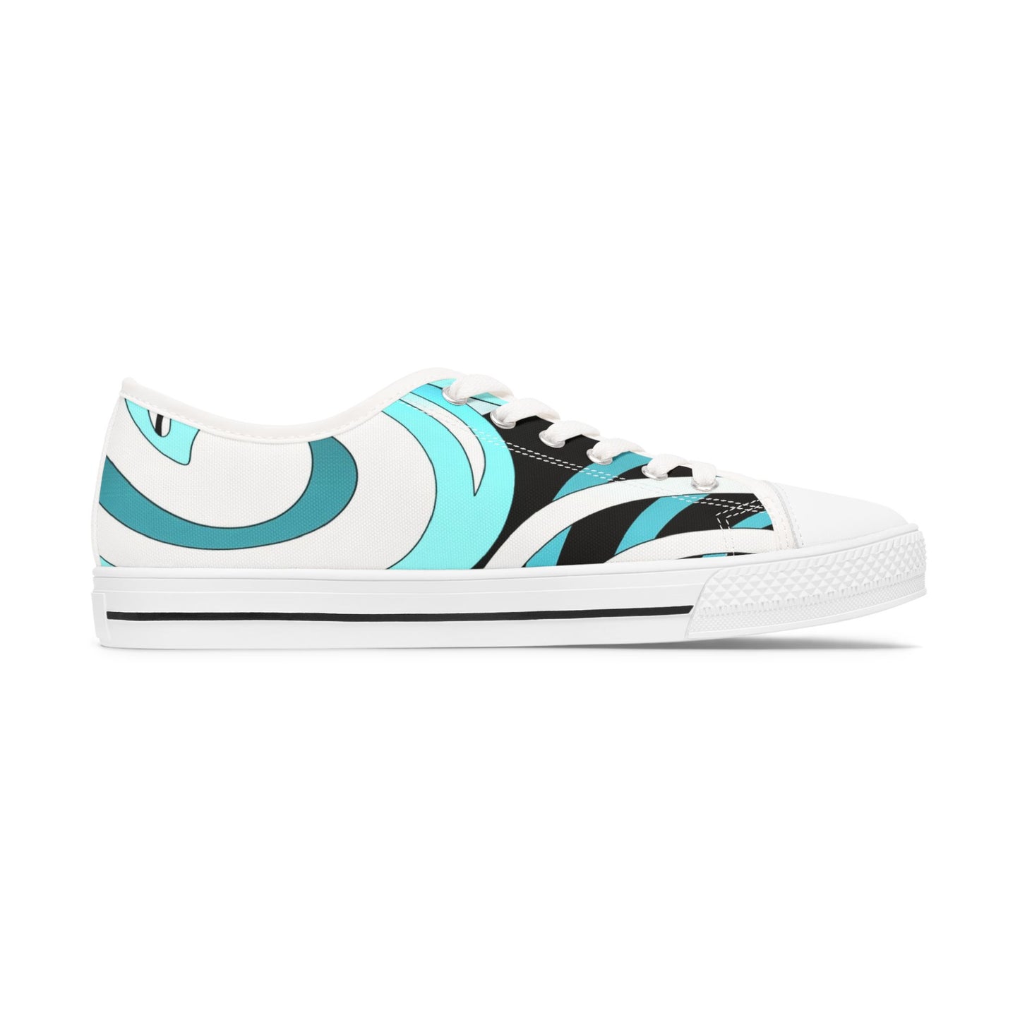 Low Top Sneakers – Aqua Wave Graphic Women's Canvas Shoes