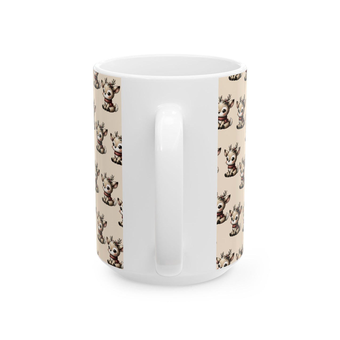 Cute Reindeer Pattern Ceramic Mug – Christmas Holiday Coffee Cup (11oz, 15oz)