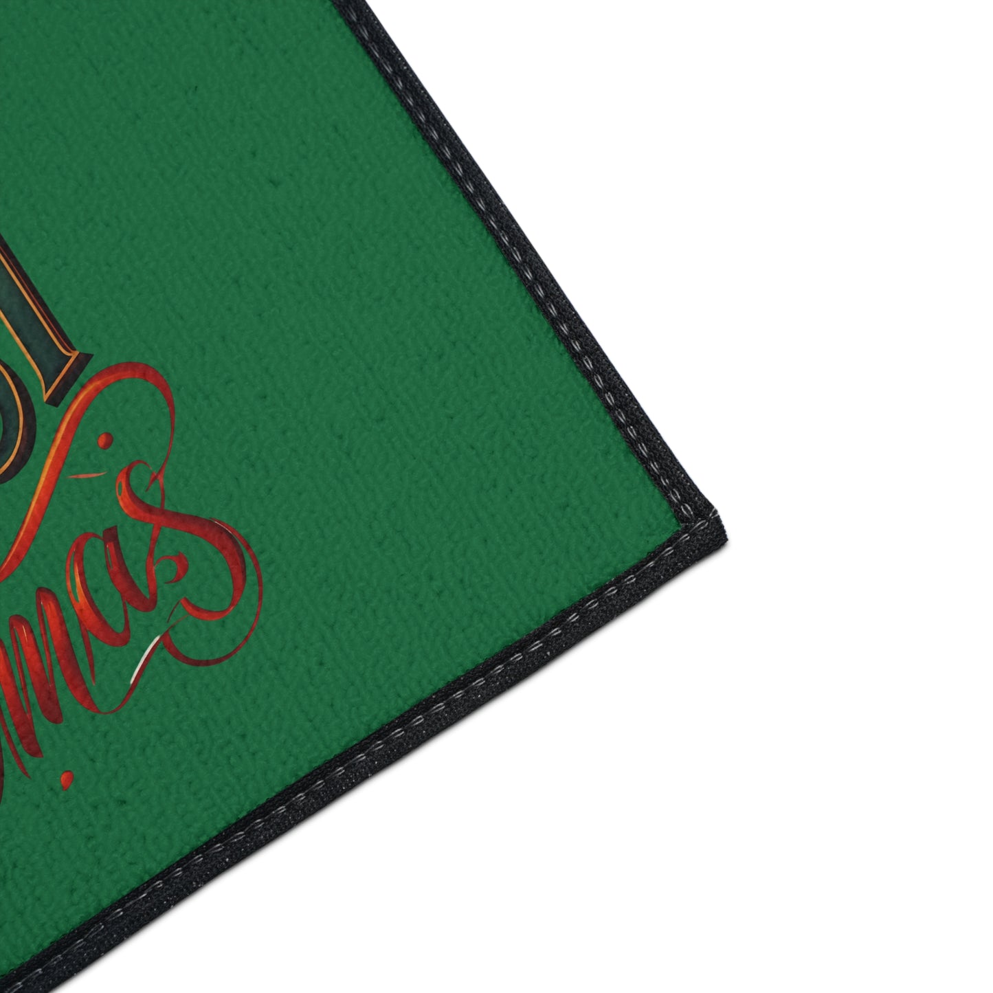 Christmas Floor Mat - "Merry Christmas" Script with Cross, Heavy-Duty Holiday Doormat