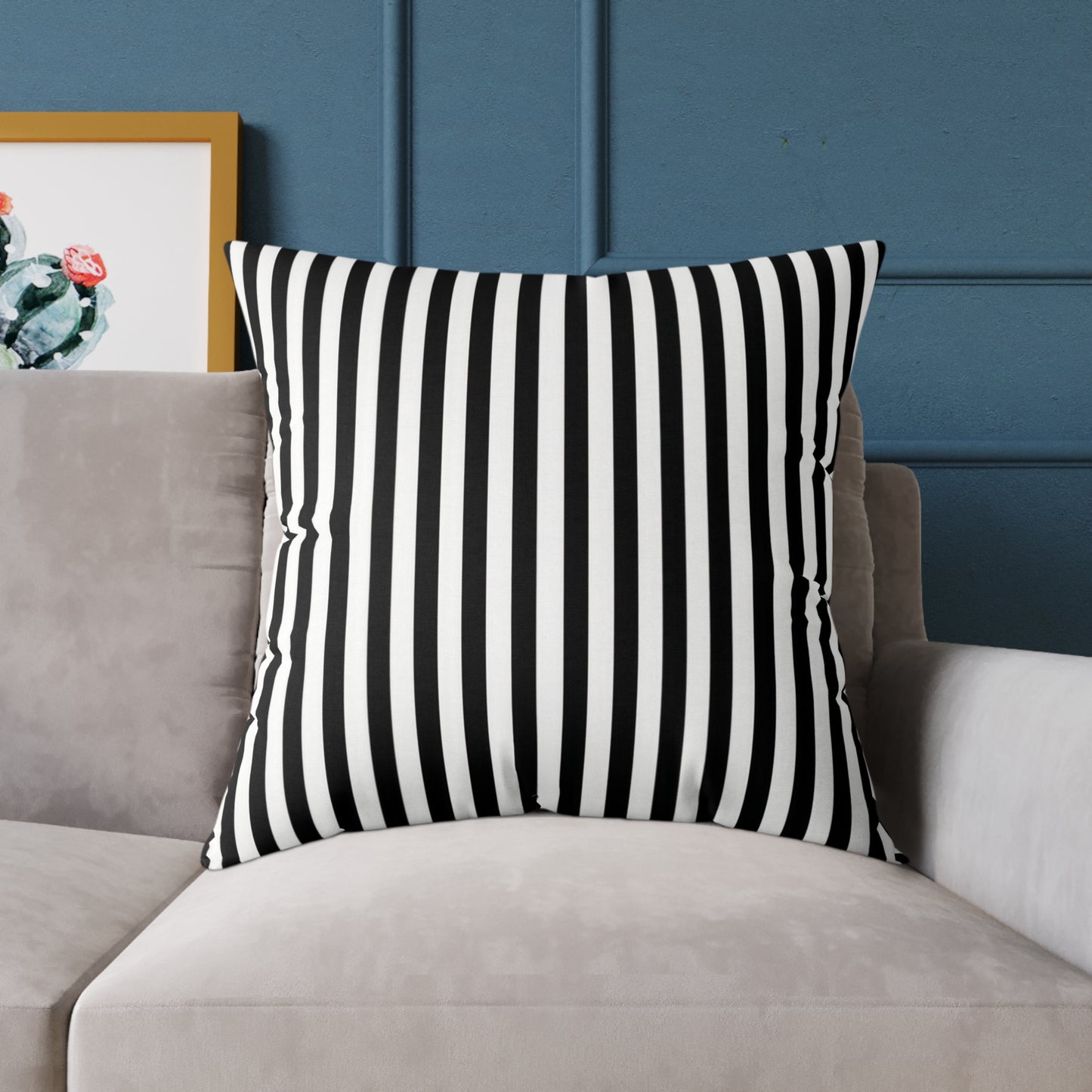 Black & White Vertical Stripe Throw Pillow — Modern Decorative Cushion