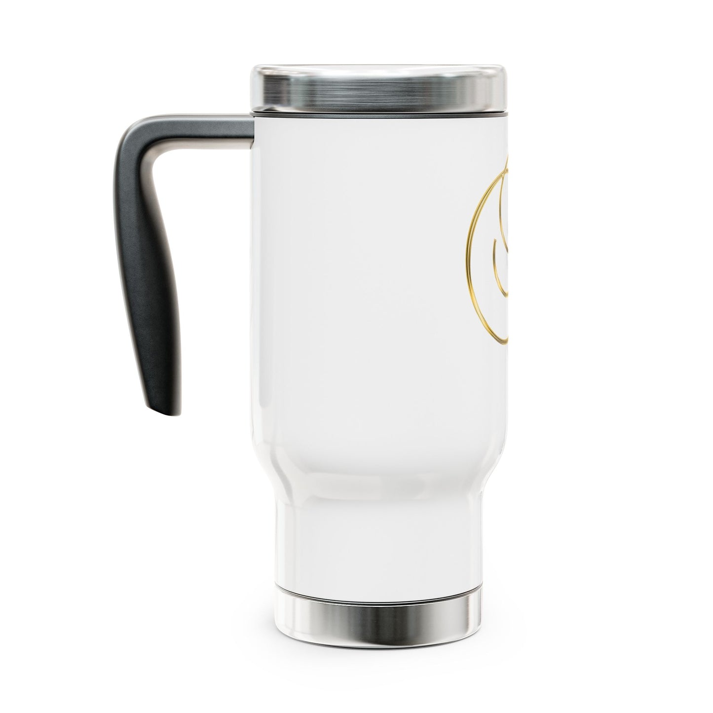 Monogram Travel Mug — Elegant Gold Script Letter “A” Stainless Steel 14oz