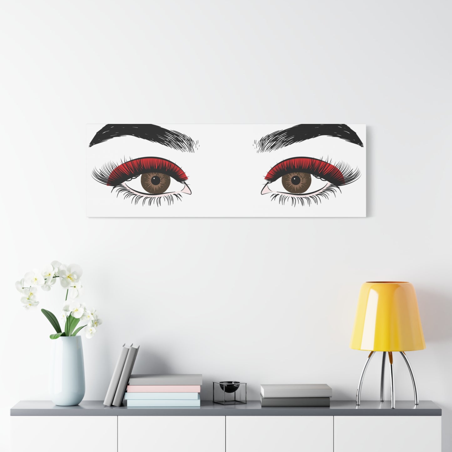 Red Lashes Wall Art Canvas — Glam Eyes Makeup Decor