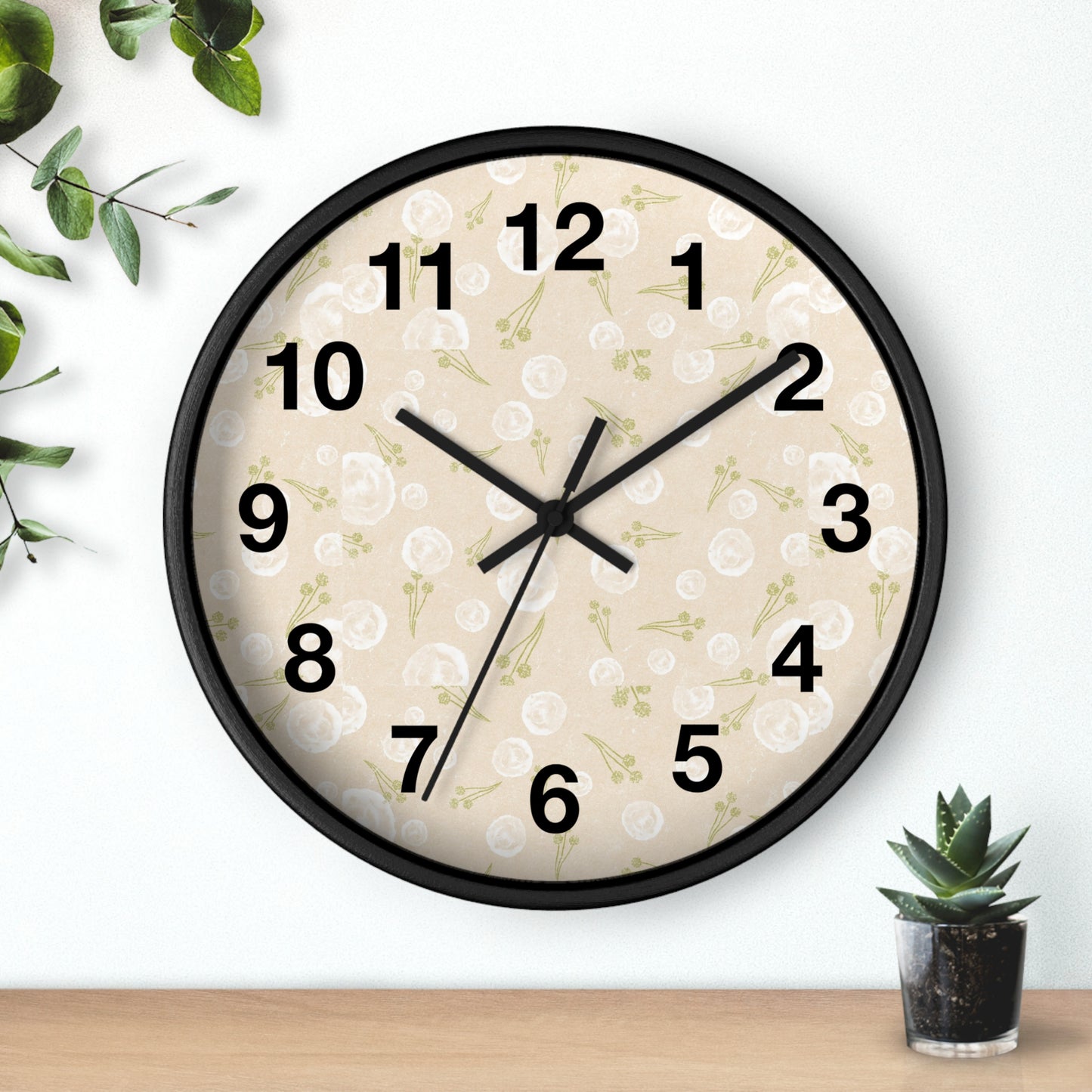 Chic Floral Wall Clock, Home Decor, Modern Design, Gift for Her, Wall Art, Boho Style, Timepiece