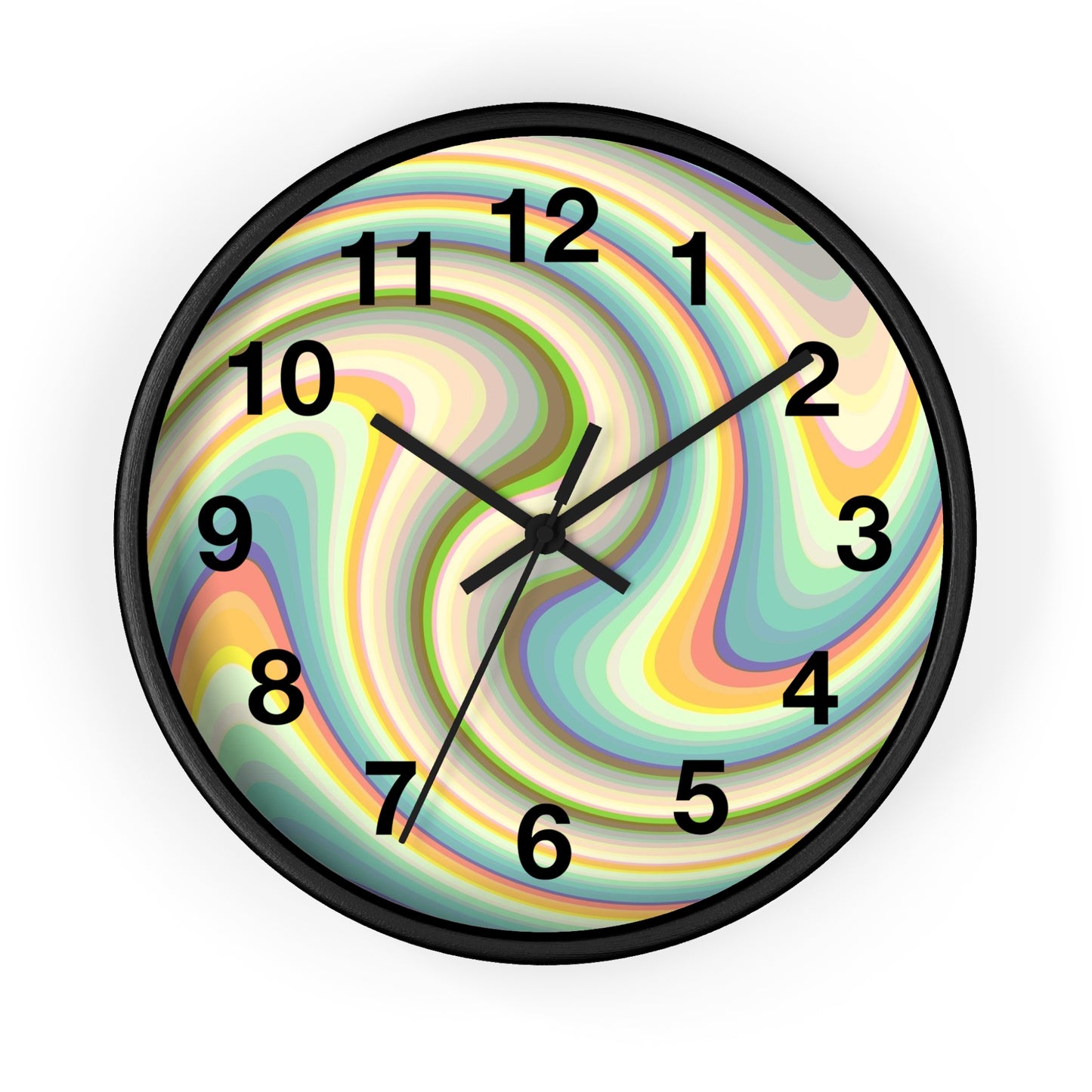 Swirl Pastel Wall Clock — Retro Psychedelic Timepiece for Home Decor