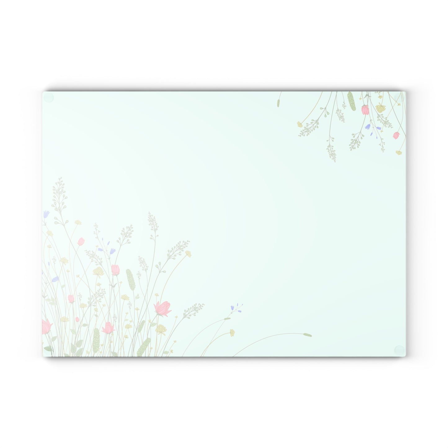 Floral Meadow Glass Cutting Board — Pastel Wildflower Kitchen Board