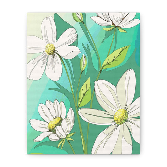 Matte Canvas, Stretched, 1.25" White Flowers