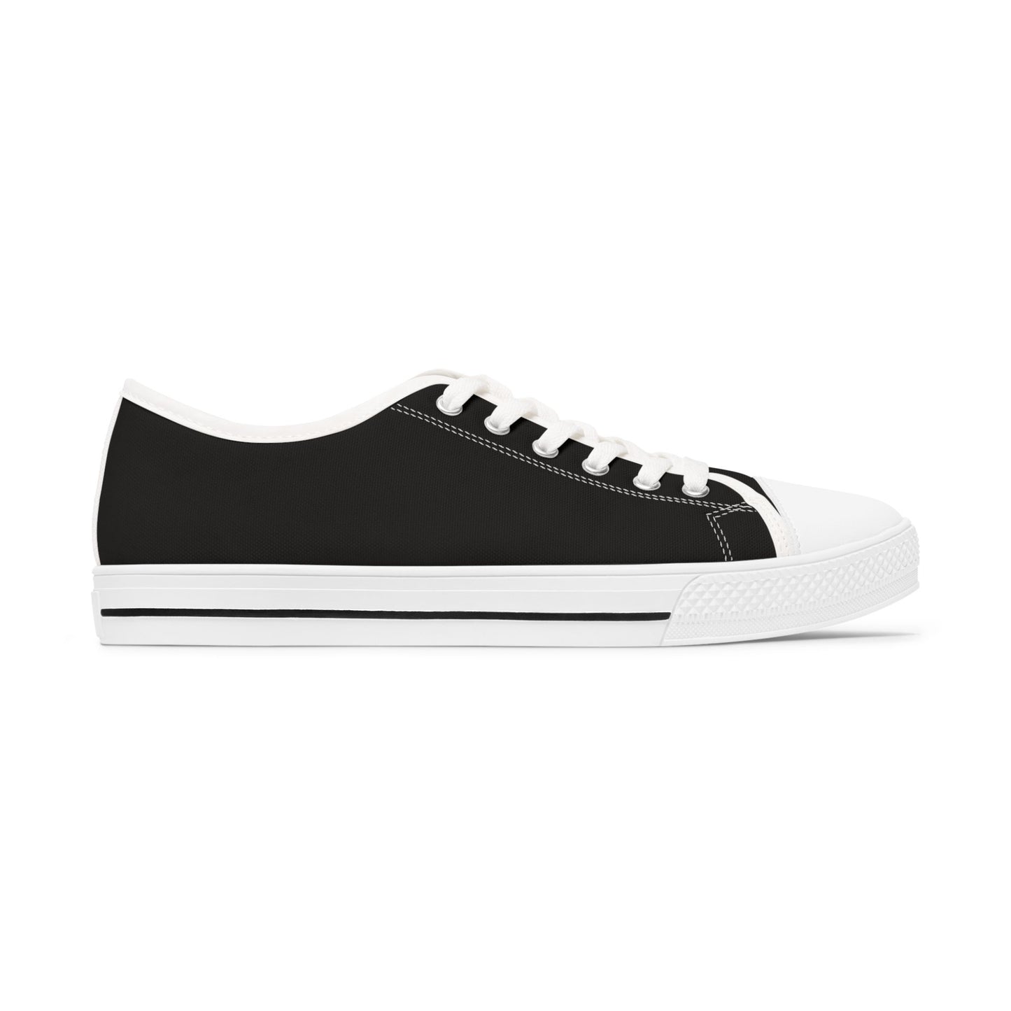 Women's Low Top Sneakers — Black Casual Canvas Trainers for Everyday Wear