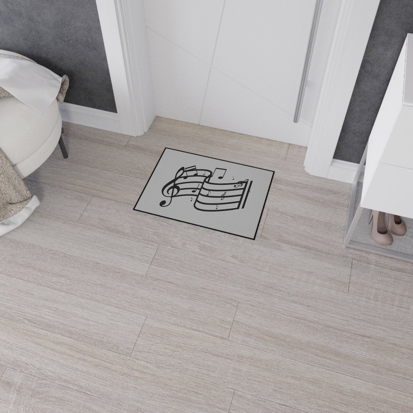 Musical Notes Heavy-Duty Floor Mat — Clef & Staff Design for Music Rooms