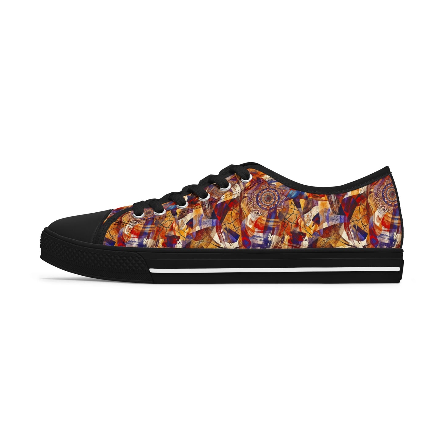 Abstract Mosaic Low Top Sneakers — Women's Artistic Casual Shoes