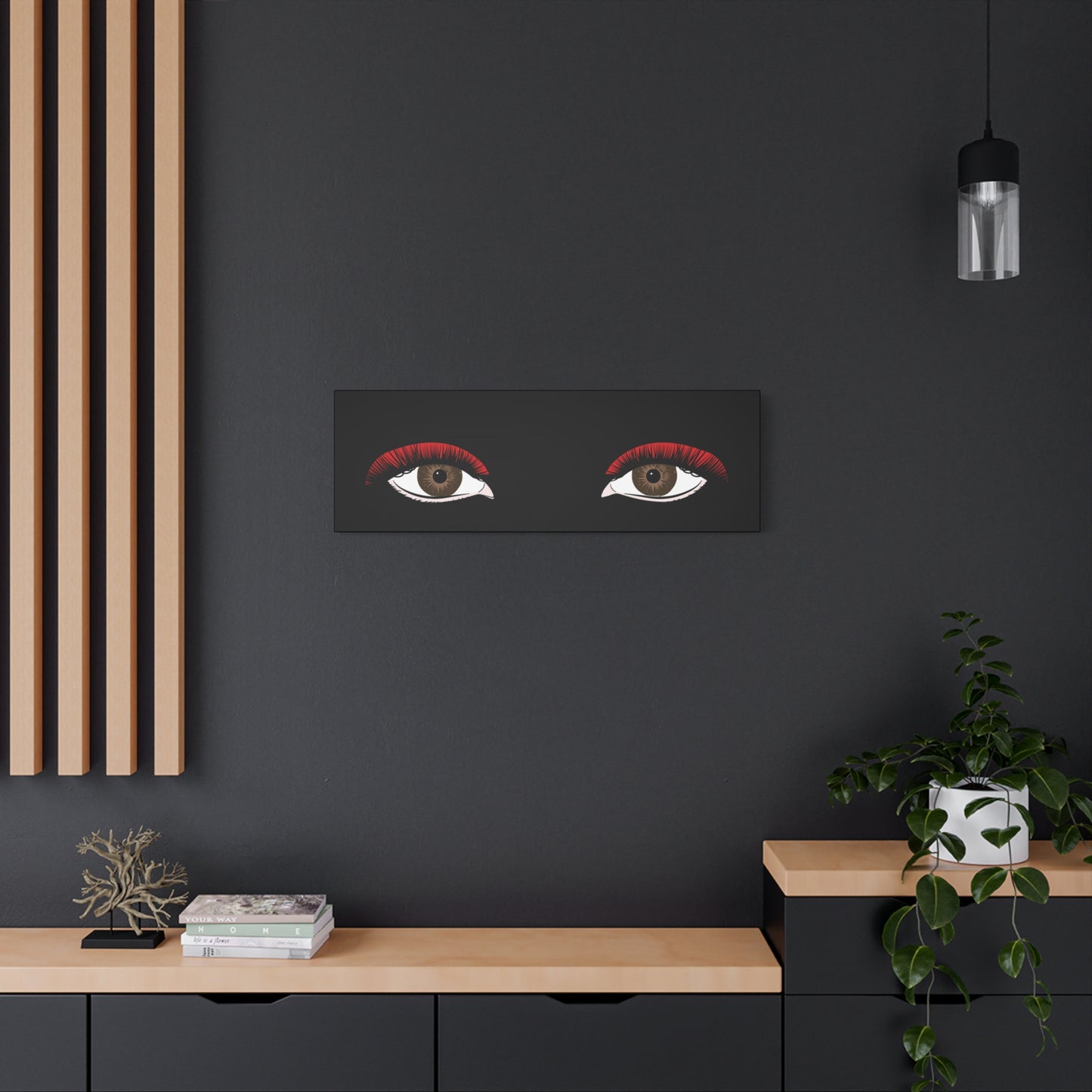 Red Lashes Wall Art Canvas — Glam Eyes Makeup Decor