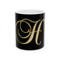 Monogram H Gold Letter Ceramic Mug — Elegant Initial H Coffee Cup (11oz & 15oz)