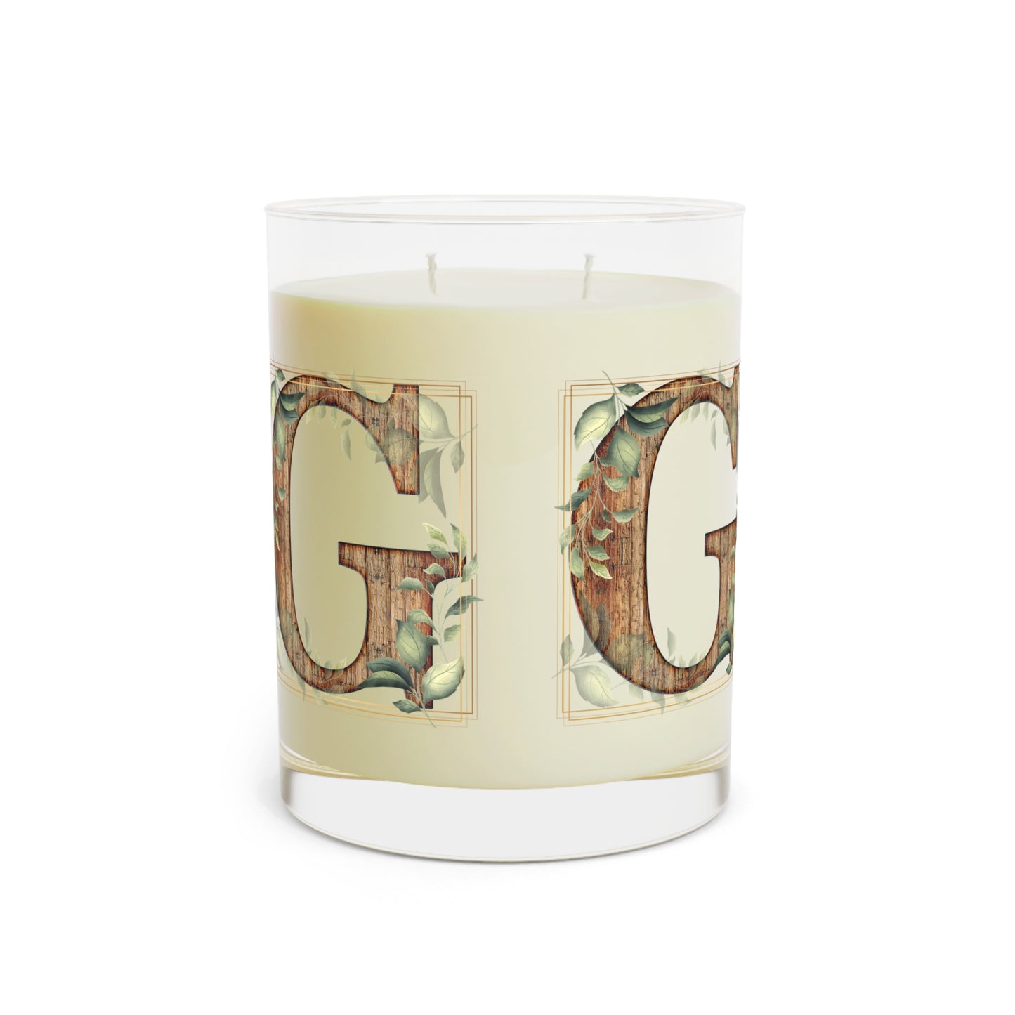 Wood Letter Monogram Scented Candle — 11oz Glass