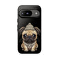 Pug Phone Case – Cute Pug Puppy Illustration on Black Tough Case