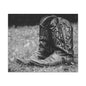 Western Cowboy Boots Matte Canvas Wall Art – Black & White Rustic Country Decor