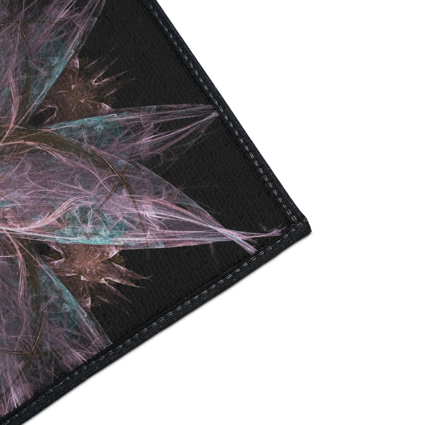 Abstract Floral Mandala Heavy-Duty Floor Mat — Pink Teal Fractal Design