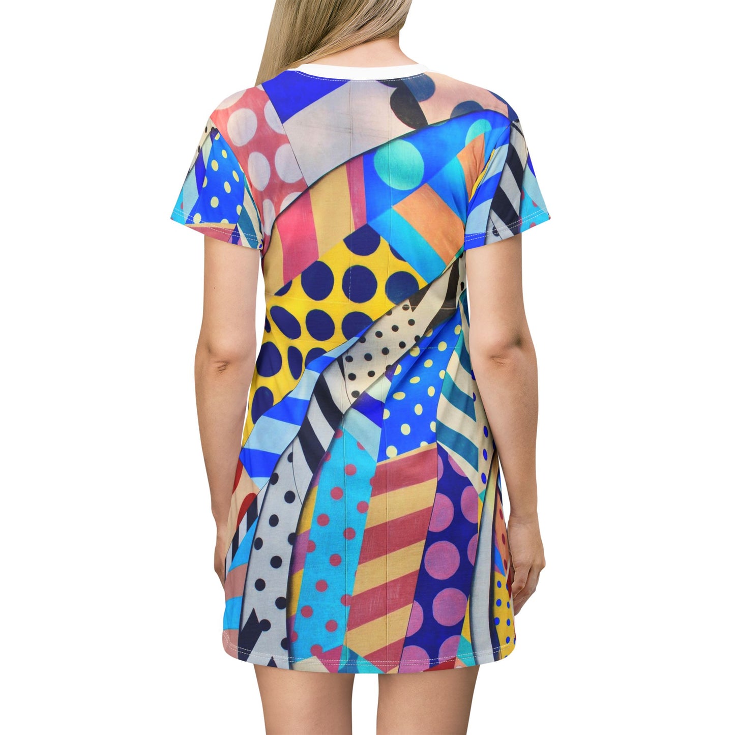 Colorful Pattern T-Shirt Dress, Casual Summer Dress