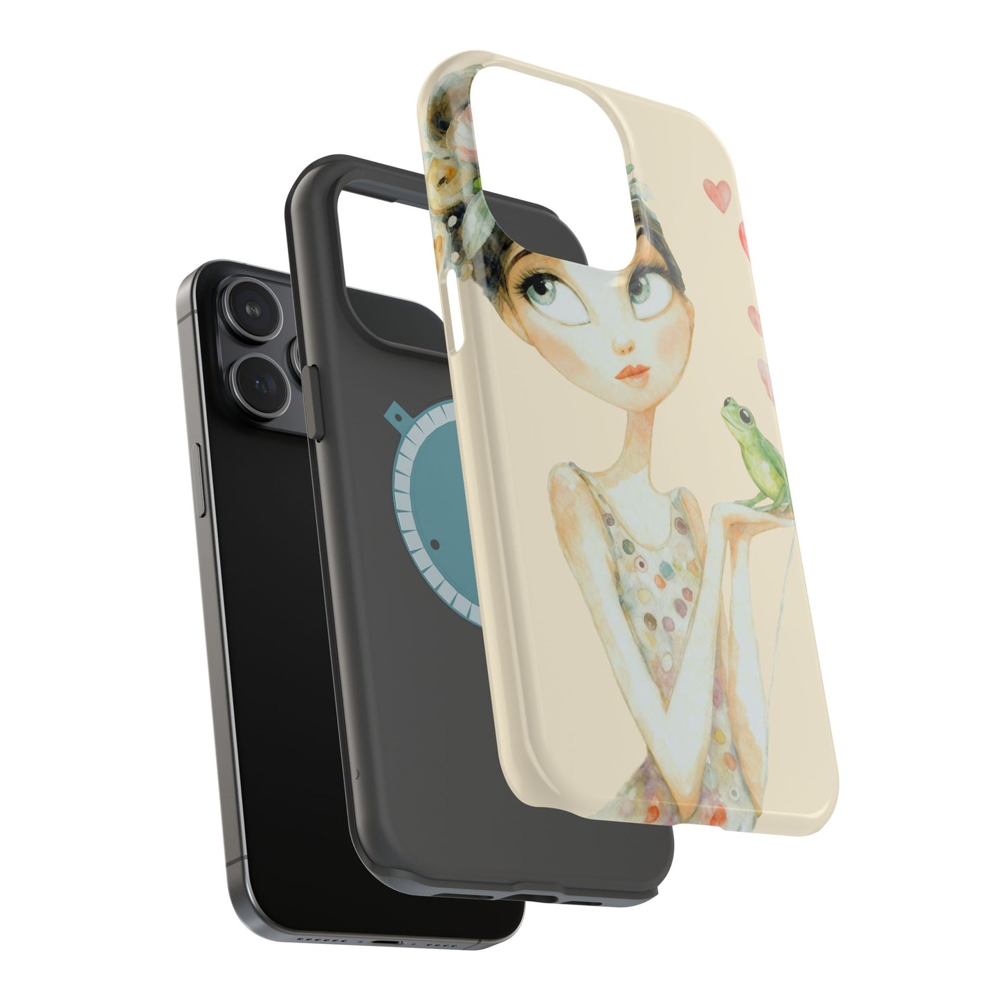 Whimsical Girl with Frog Magnetic Impact Phone Case