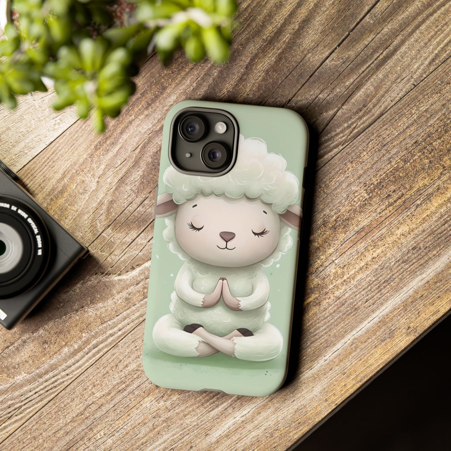 Meditating Lamb Phone Case — Cute Pastel Protective iPhone Cover
