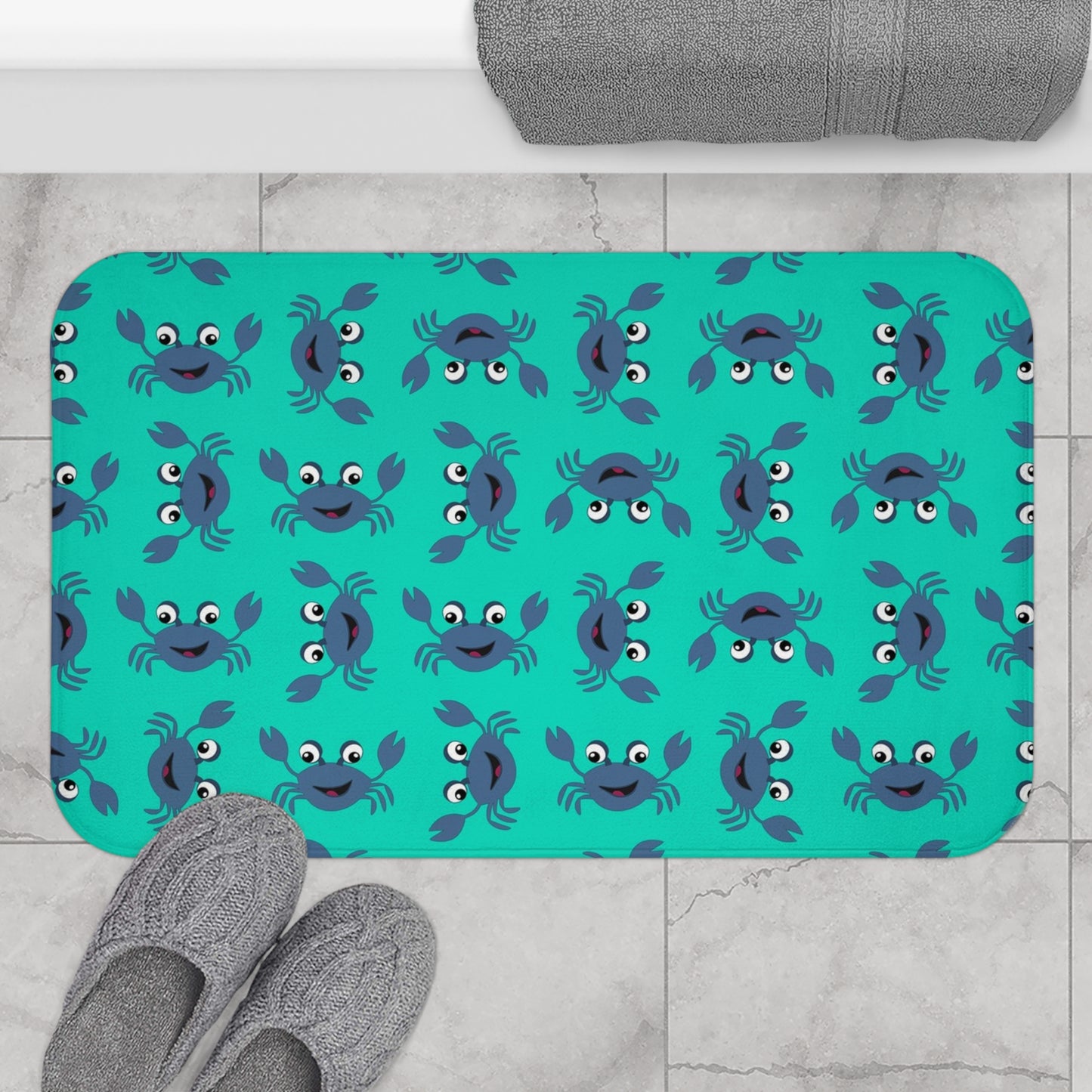 Cute Crab Bath Mat, Coastal Bathroom Decor