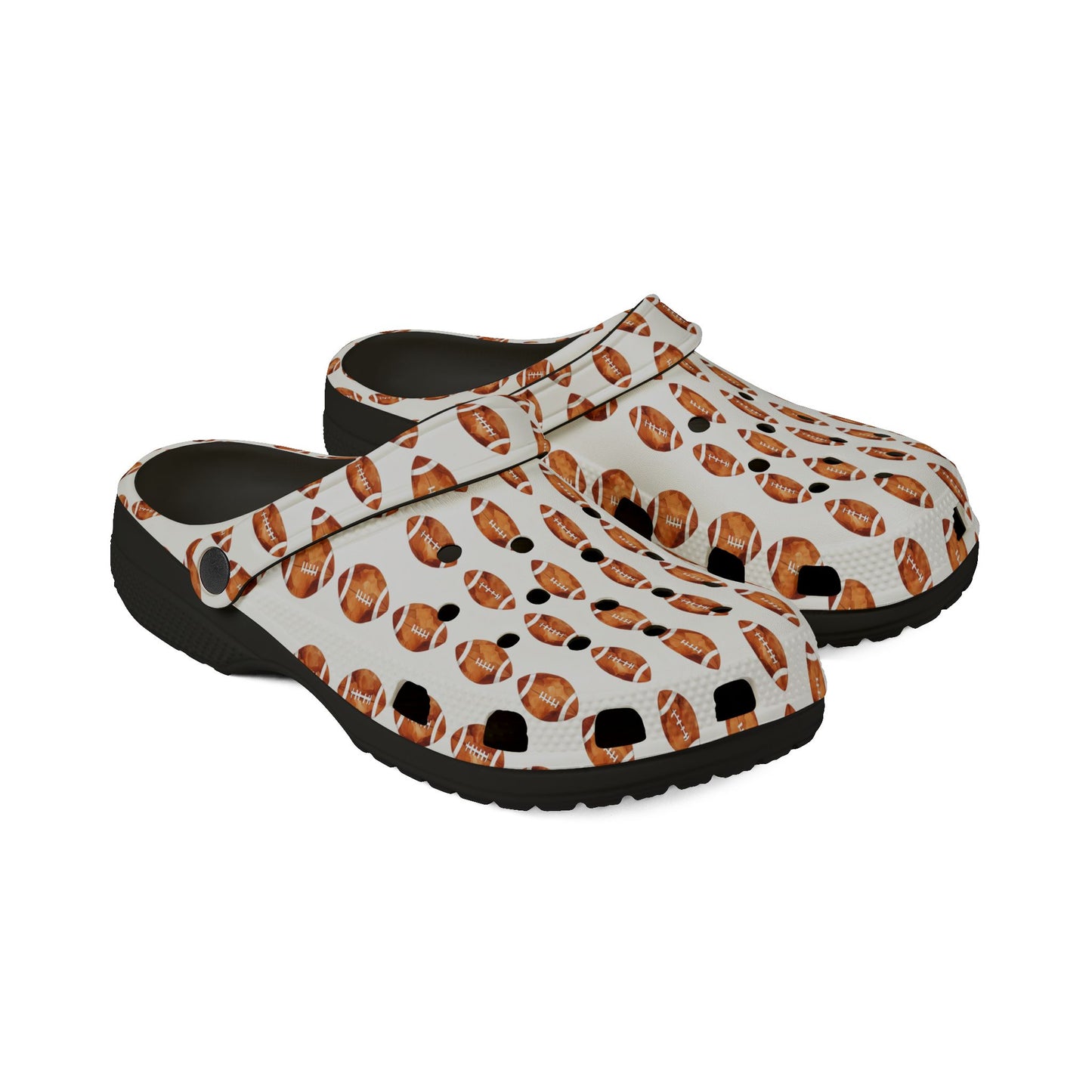 Printed EVA Foam Clogs — All-Over Football Design