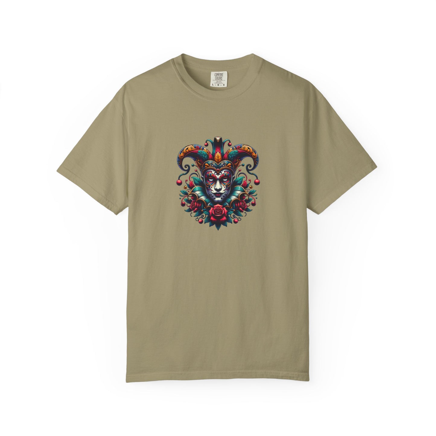 Vibrant Graphic Unisex T-Shirt with Floral Mask Design, Casual Wear, Festival Outfit, Gift for Friends, Unique Fashion Statement